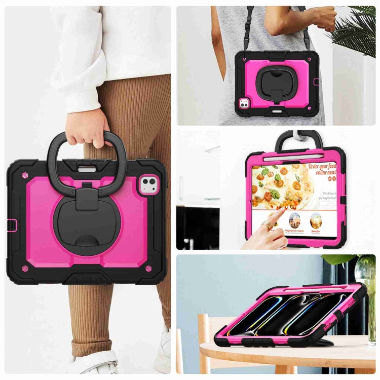 For iPad Pro 11 2025 / 2024 Handle Silicone Hydric PC Tablet Case with Shoulder Strap