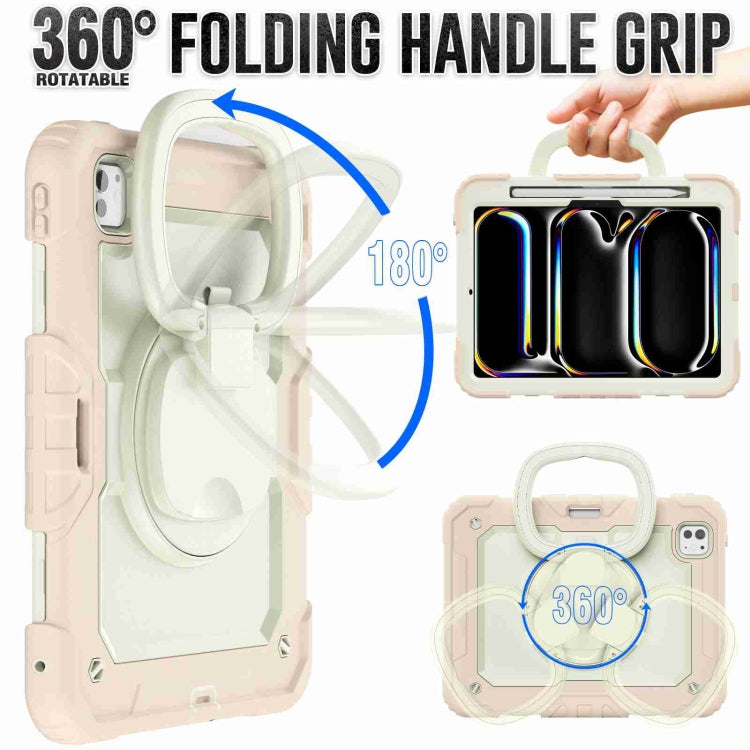For iPad Pro 11 2025 / 2024 Handle Silicone Hydric PC Tablet Case with Shoulder Strap