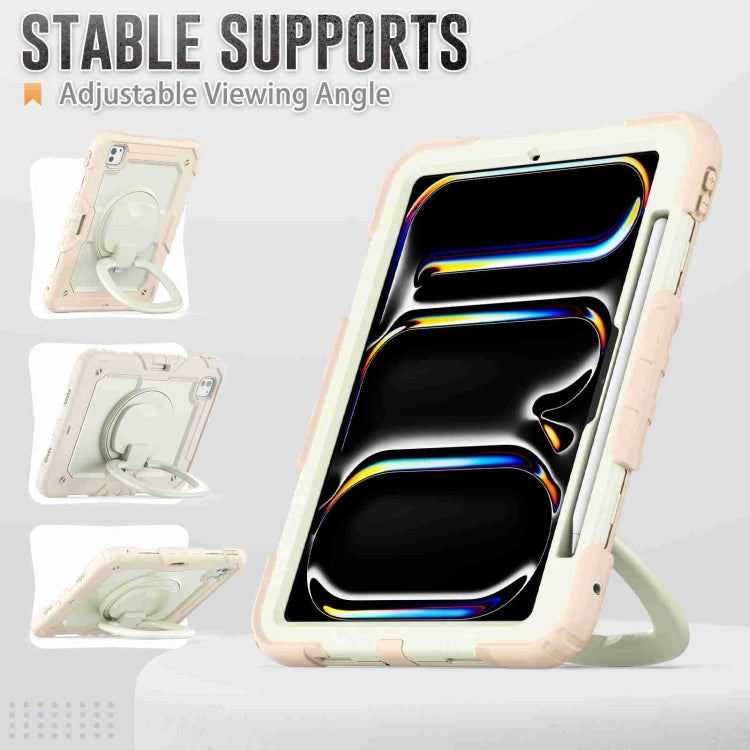 For iPad Pro 11 2025 / 2024 Handle Silicone Hydric PC Tablet Case with Shoulder Strap