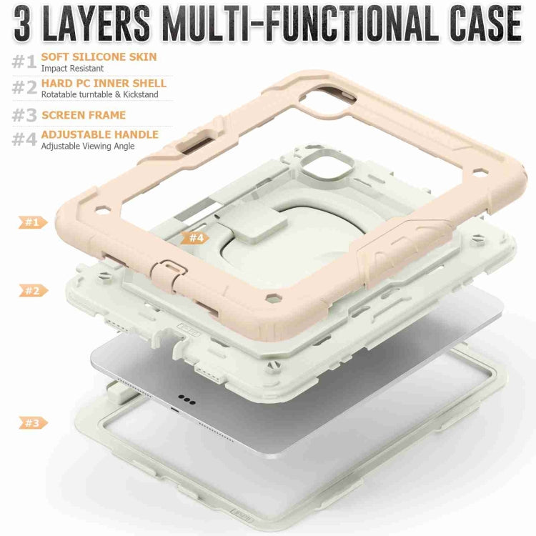 For iPad Pro 11 2025 / 2024 Handle Silicone Hydric PC Tablet Case with Shoulder Strap