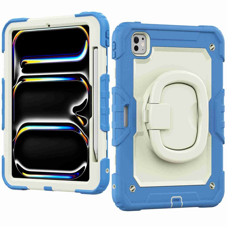 For iPad Pro 11 2025 / 2024 Handle Silicone Hydric PC Tablet Case with Shoulder Strap