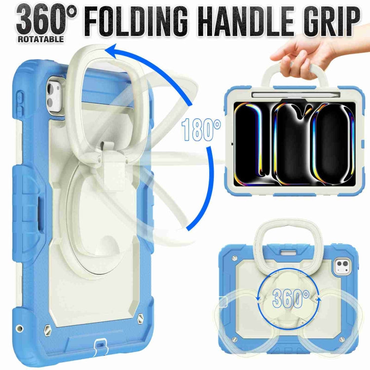 For iPad Pro 11 2025 / 2024 Handle Silicone Hydric PC Tablet Case with Shoulder Strap