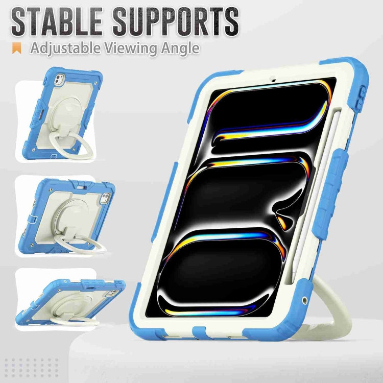 For iPad Pro 11 2025 / 2024 Handle Silicone Hydric PC Tablet Case with Shoulder Strap