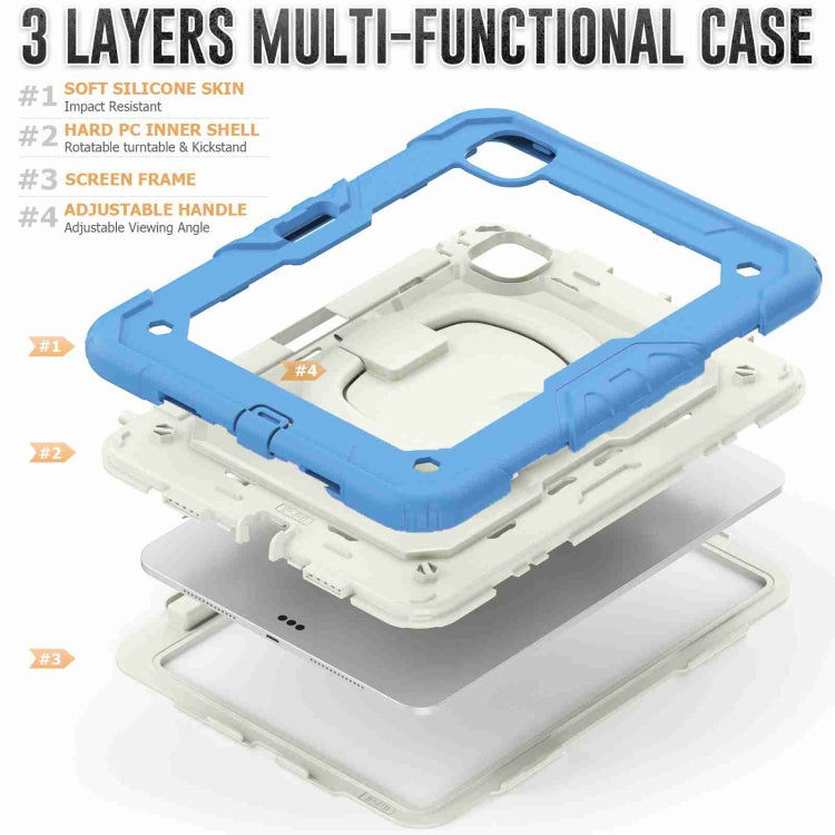 For iPad Pro 11 2025 / 2024 Handle Silicone Hydric PC Tablet Case with Shoulder Strap