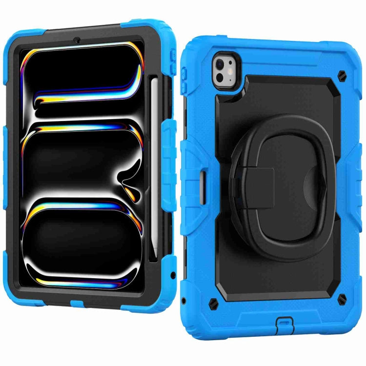 For iPad Pro 11 2025 / 2024 Handle Silicone Hydric PC Tablet Case with Shoulder Strap