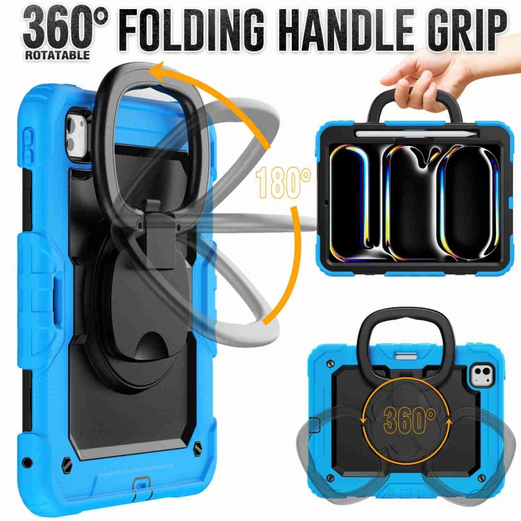 For iPad Pro 11 2025 / 2024 Handle Silicone Hydric PC Tablet Case with Shoulder Strap