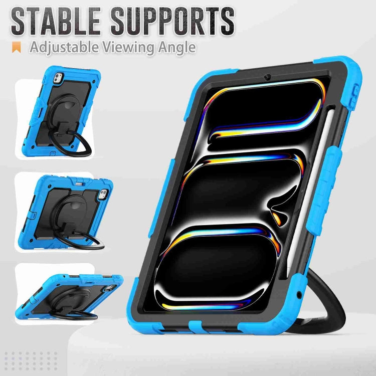 For iPad Pro 11 2025 / 2024 Handle Silicone Hydric PC Tablet Case with Shoulder Strap