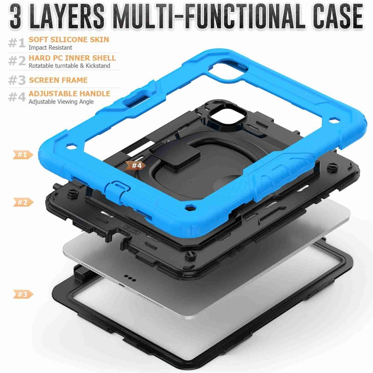 For iPad Pro 11 2025 / 2024 Handle Silicone Hydric PC Tablet Case with Shoulder Strap