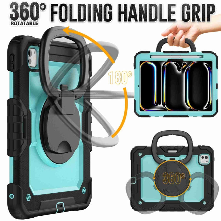 For iPad Pro 11 2025 / 2024 Handle Silicone Hydric PC Tablet Case with Shoulder Strap