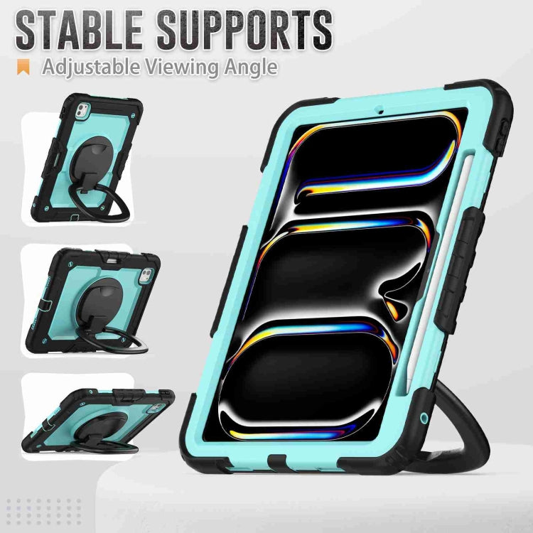 For iPad Pro 11 2025 / 2024 Handle Silicone Hydric PC Tablet Case with Shoulder Strap