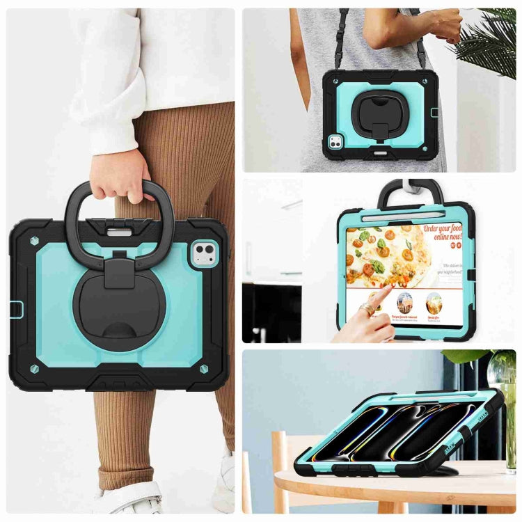 For iPad Pro 11 2025 / 2024 Handle Silicone Hydric PC Tablet Case with Shoulder Strap
