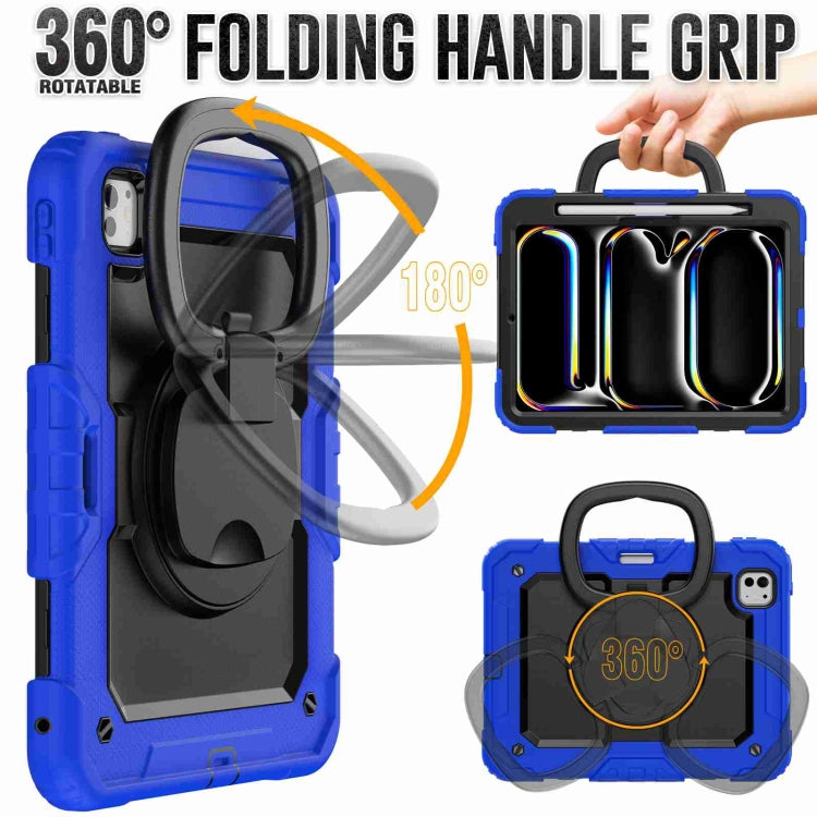 For iPad Pro 11 2025 / 2024 Handle Silicone Hydric PC Tablet Case with Shoulder Strap