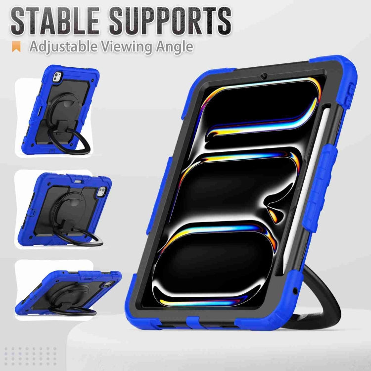 For iPad Pro 11 2025 / 2024 Handle Silicone Hydric PC Tablet Case with Shoulder Strap
