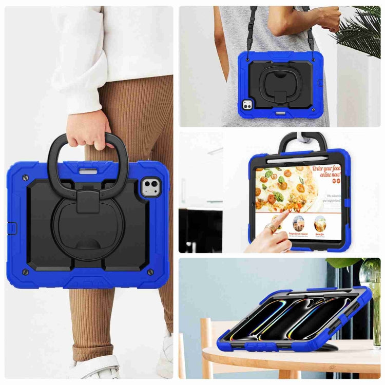 For iPad Pro 11 2025 / 2024 Handle Silicone Hydric PC Tablet Case with Shoulder Strap