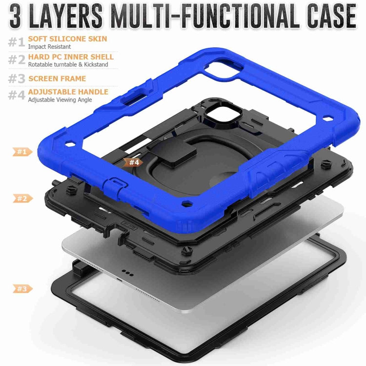 For iPad Pro 11 2025 / 2024 Handle Silicone Hydric PC Tablet Case with Shoulder Strap