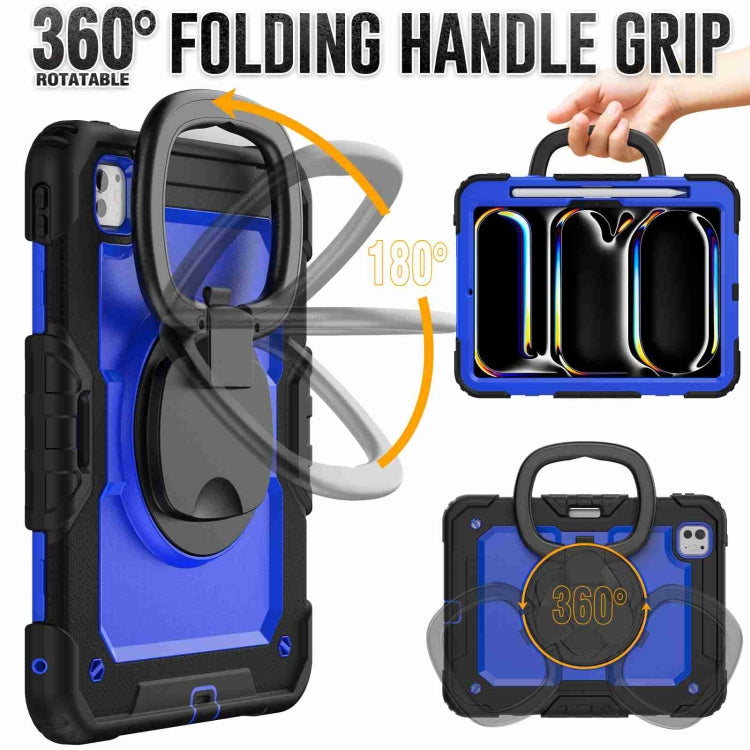 For iPad Pro 11 2025 / 2024 Handle Silicone Hydric PC Tablet Case with Shoulder Strap