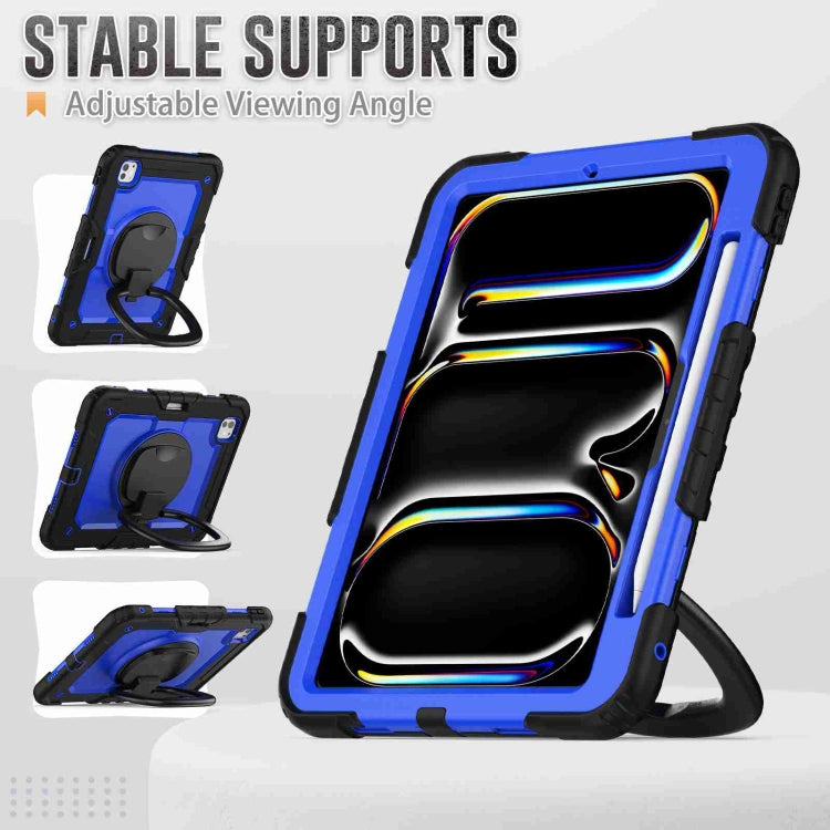 For iPad Pro 11 2025 / 2024 Handle Silicone Hydric PC Tablet Case with Shoulder Strap