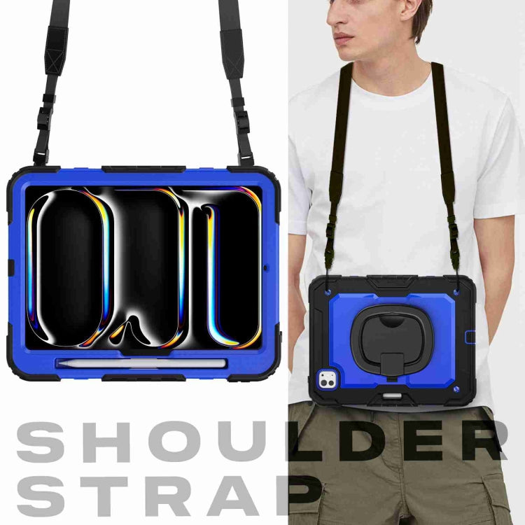For iPad Pro 11 2025 / 2024 Handle Silicone Hydric PC Tablet Case with Shoulder Strap