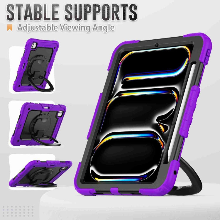 For iPad Pro 11 2025 / 2024 Handle Silicone Hydric PC Tablet Case with Shoulder Strap