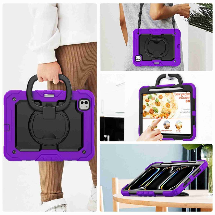 For iPad Pro 11 2025 / 2024 Handle Silicone Hydric PC Tablet Case with Shoulder Strap