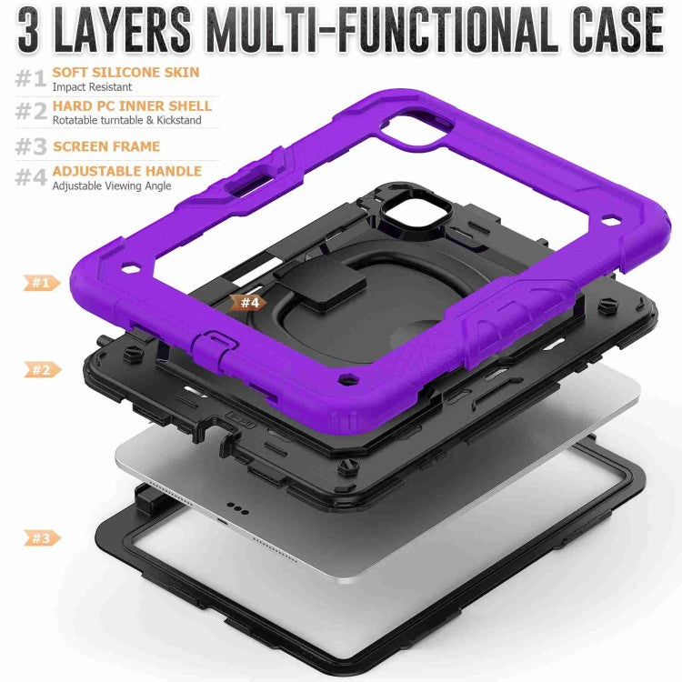 For iPad Pro 11 2025 / 2024 Handle Silicone Hydric PC Tablet Case with Shoulder Strap