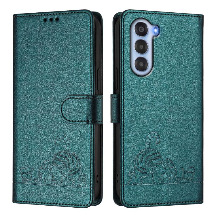 For ZTE nubia S 5G A403ZT Cat Rat Embossed Pattern RFID Leather Phone Case with Lanyard