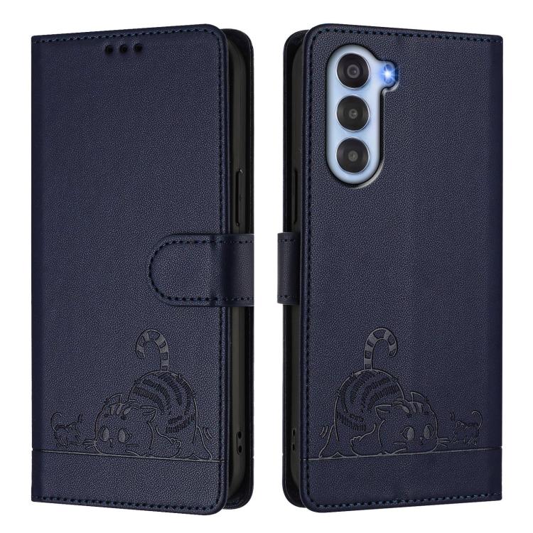 For ZTE nubia S 5G A403ZT Cat Rat Embossed Pattern RFID Leather Phone Case with Lanyard