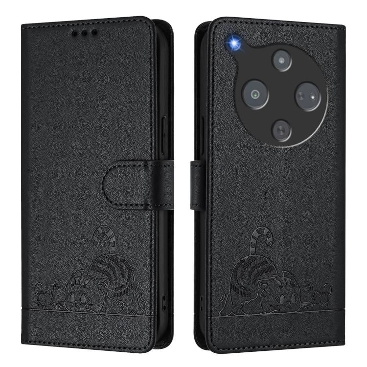 For ZTE Optus X Pro 2 5G Cat Rat Embossed Pattern RFID Leather Phone Case with Lanyard
