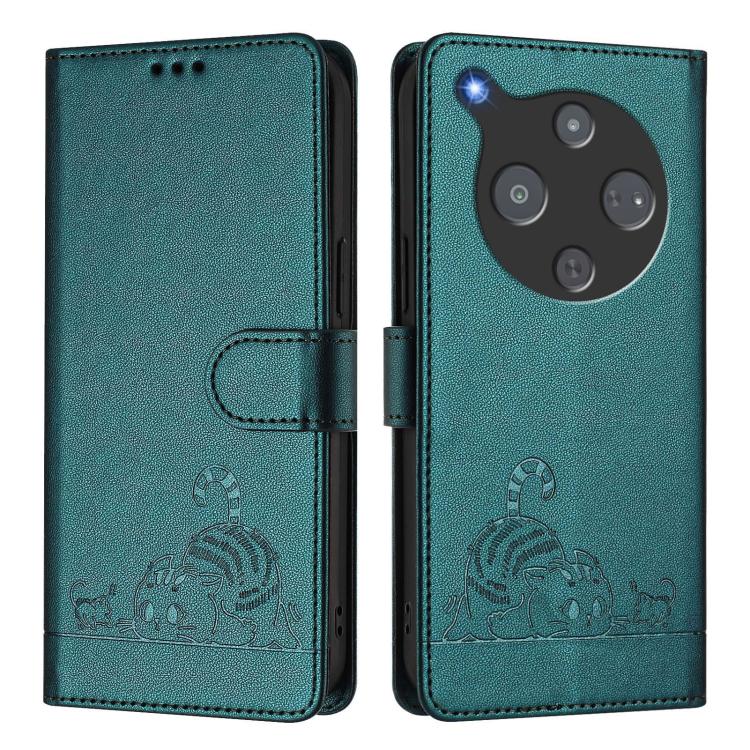 For ZTE Optus X Pro 2 5G Cat Rat Embossed Pattern RFID Leather Phone Case with Lanyard