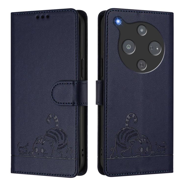 For ZTE Optus X Pro 2 5G Cat Rat Embossed Pattern RFID Leather Phone Case with Lanyard