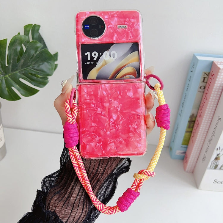 For vivo X Flip Pearlescent Shell Texture Side Buckle Phone Case with Rainbow Bracelet