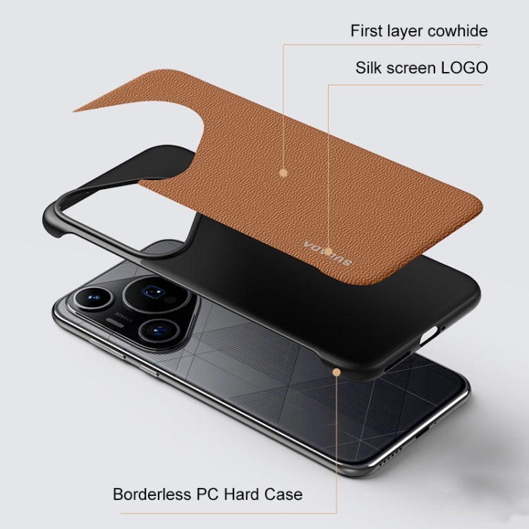 For Huawei Pura 70 Ultra SULADA Frameless Top Layer Cowhide Leather + PC Phone Case