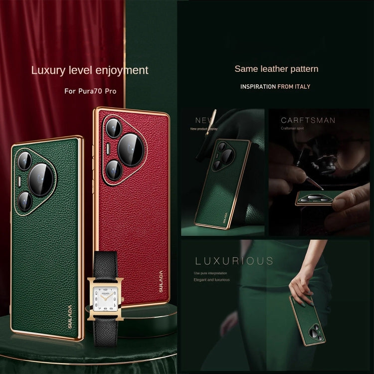 For Huawei Pura 70 Pro SULADA TPU + Litchi Texture Leather Phone Case