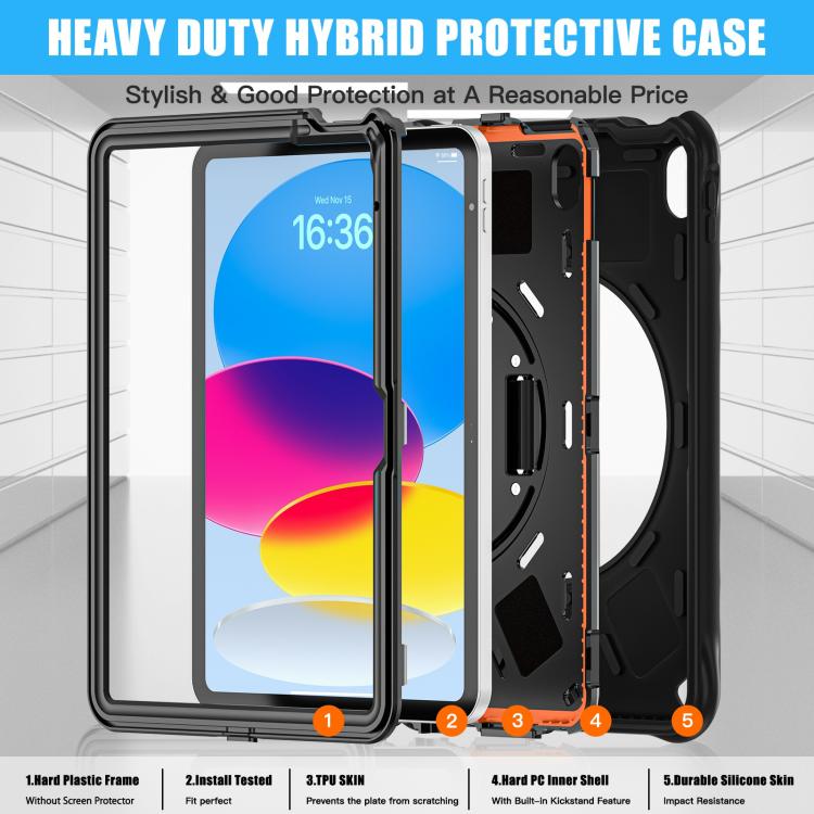 For iPad 2025 / 2022 Rotation Holder Silicone Hybrid PC Tablet Case