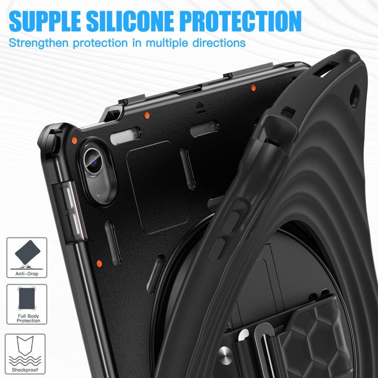 For iPad 2025 / 2022 Rotation Holder Silicone Hybrid PC Tablet Case