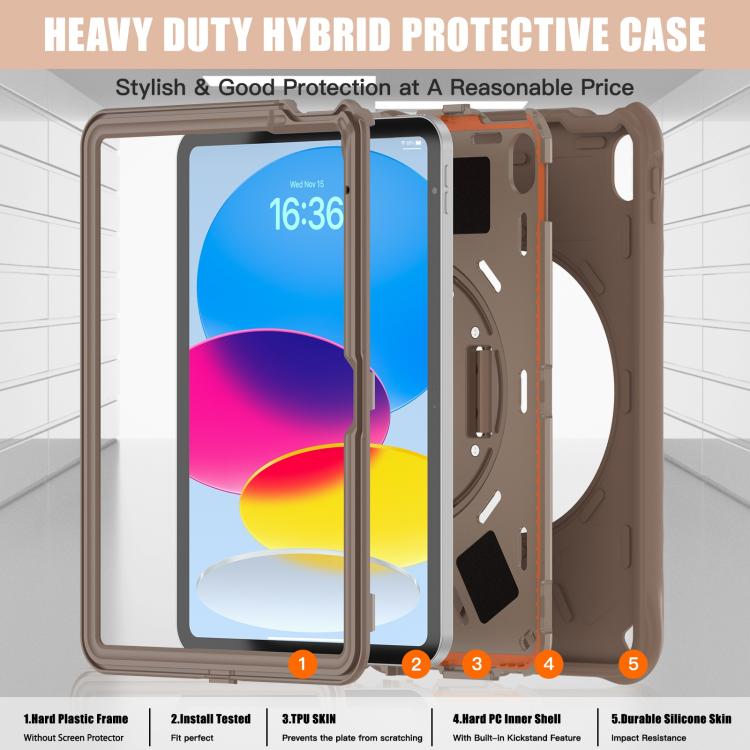 For iPad 2025 / 2022 Rotation Holder Silicone Hybrid PC Tablet Case