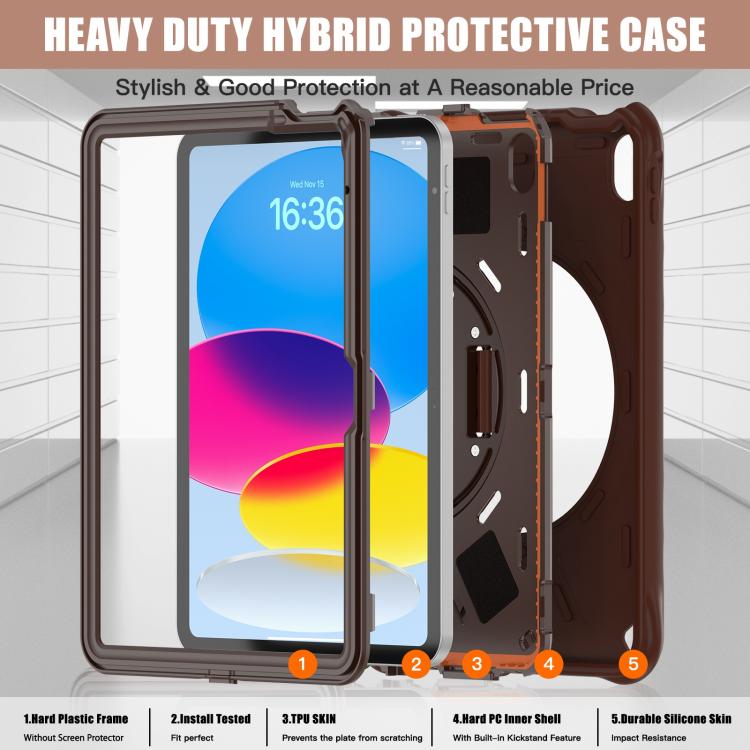 For iPad 2025 / 2022 Rotation Holder Silicone Hybrid PC Tablet Case