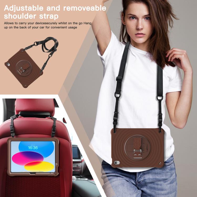 For iPad 2025 / 2022 Rotation Holder Silicone Hybrid PC Tablet Case