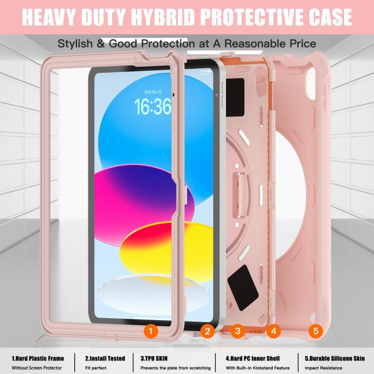 For iPad 2025 / 2022 Rotation Holder Silicone Hybrid PC Tablet Case