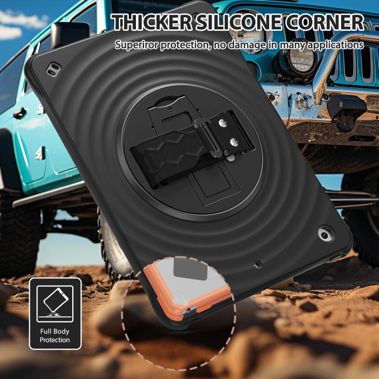 For iPad 10.2 2021 / 2020 / 2019 Rotation Holder Silicone Hybrid PC Tablet Case