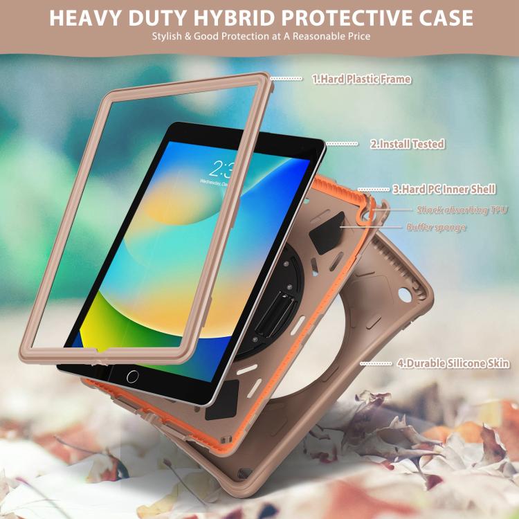 For iPad 10.2 2021 / 2020 / 2019 Rotation Holder Silicone Hybrid PC Tablet Case
