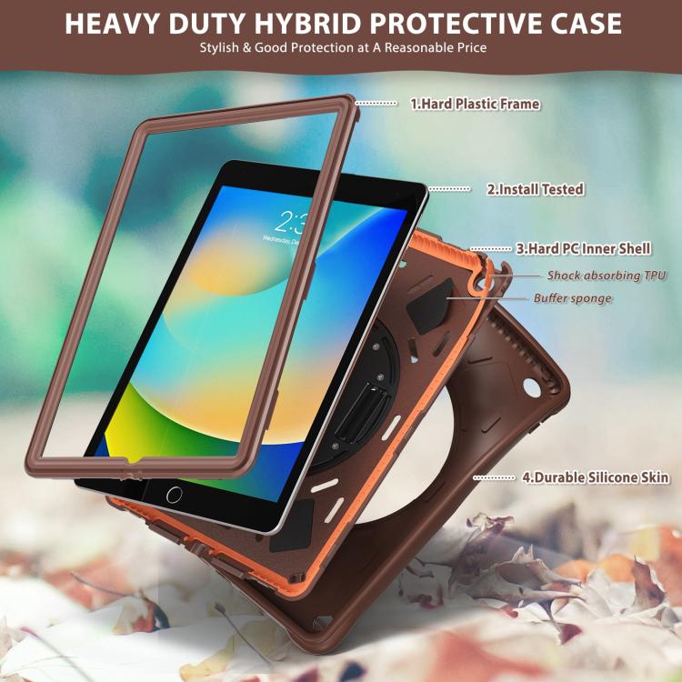 For iPad 10.2 2021 / 2020 / 2019 Rotation Holder Silicone Hybrid PC Tablet Case