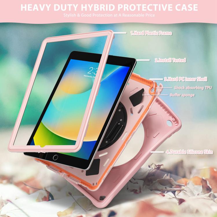 For iPad 10.2 2021 / 2020 / 2019 Rotation Holder Silicone Hybrid PC Tablet Case