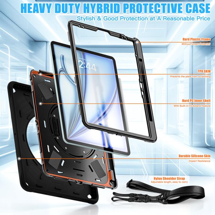 For iPad Air 13 2026 / 2025 / 2024 Rotation Holder Silicone Hybrid PC Tablet Case