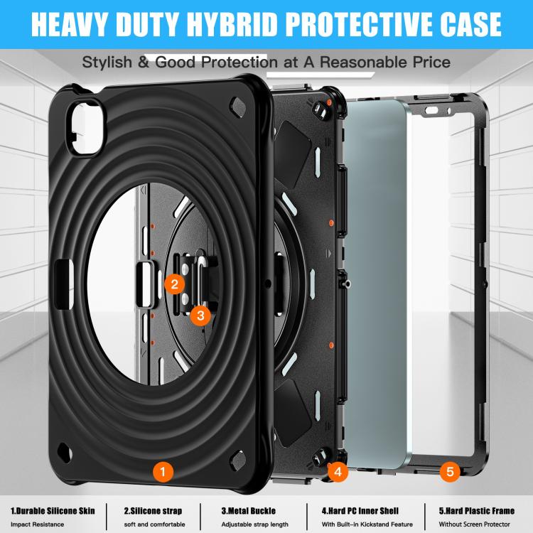 For iPad Air 11 2026 / 2025 / 2024 Rotation Holder Silicone Hybrid PC Tablet Case