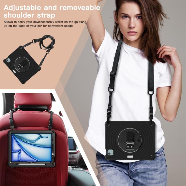 For iPad Air 11 2026 / 2025 / 2024 Rotation Holder Silicone Hybrid PC Tablet Case