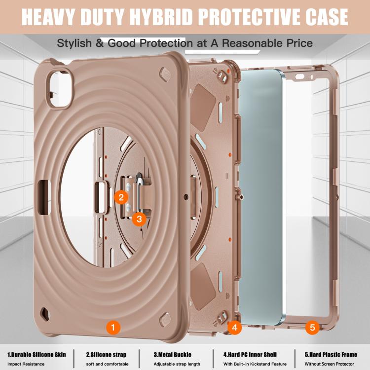 For iPad Air 11 2026 / 2025 / 2024 Rotation Holder Silicone Hybrid PC Tablet Case