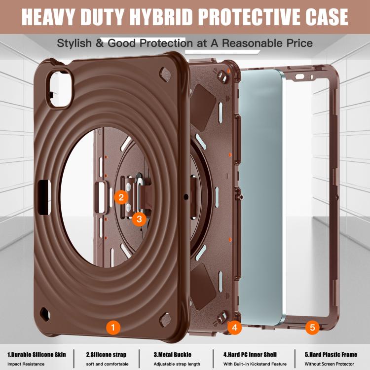 For iPad Air 11 2026 / 2025 / 2024 Rotation Holder Silicone Hybrid PC Tablet Case