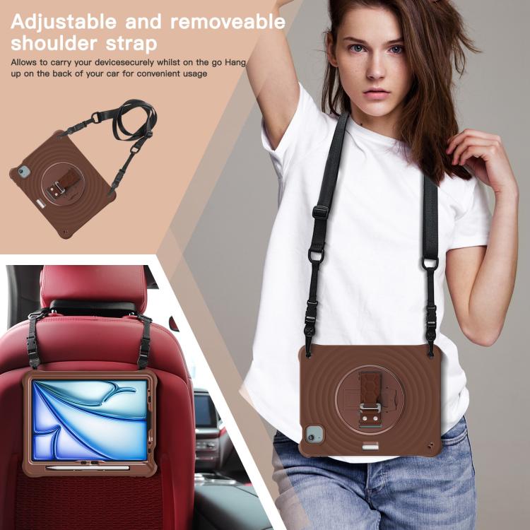 For iPad Air 11 2026 / 2025 / 2024 Rotation Holder Silicone Hybrid PC Tablet Case
