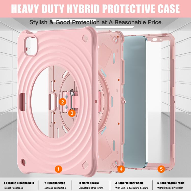 For iPad Air 11 2026 / 2025 / 2024 Rotation Holder Silicone Hybrid PC Tablet Case